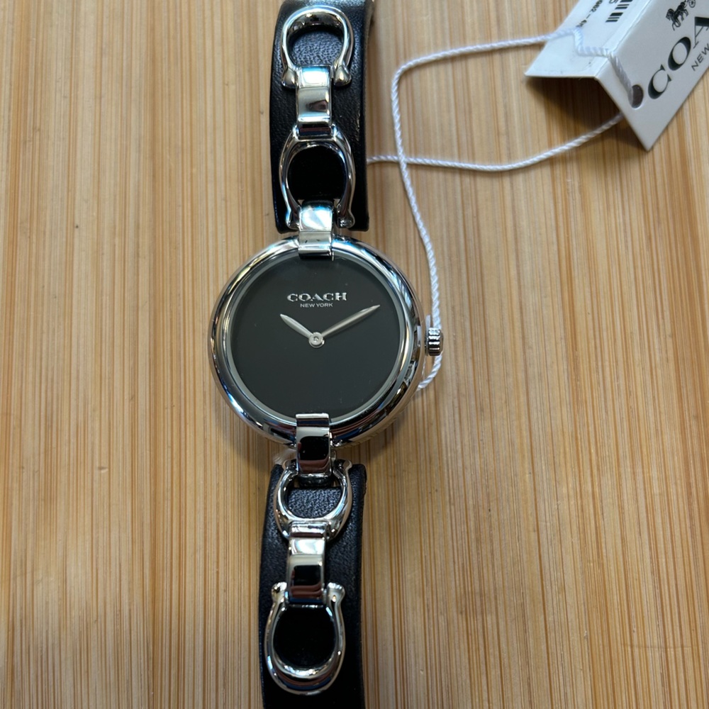 Coach Women's Watch with Black Dial and Silver Accents